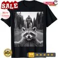 thumbnail image 1 of 2025/Scared Raccoon Selfie With Sasquatch Bigfoot , Funny Raccoon T-Shirt, 1 of 2