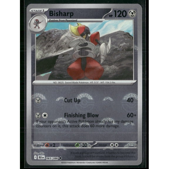 2025 Scarlet & Violet Black Bolt Bisharp Holo Poke Ball Pattern Uncommon #65/86