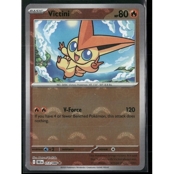 2025 Pokmon Scarlet & Violet Black Bolt Victini Holo Poke Ball Pattern Rare #12/86 Trading Card