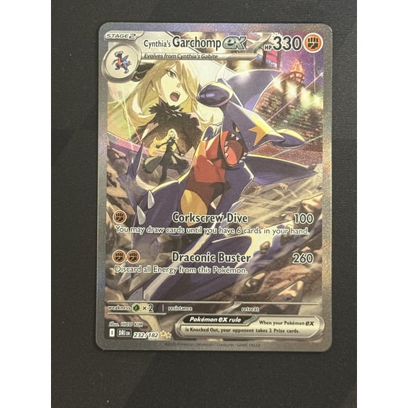 2025 Scarlet & Violet Destined Rivals Cynthia's Garchomp EX Etched Secret Rare SAR #232/182