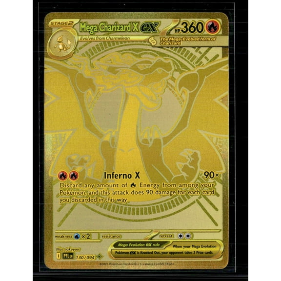 2025 Scarlet & Violet Mega Evolution Phantasmal Flames Mega Charizard X EX Gold Secret Rare HR #130/94