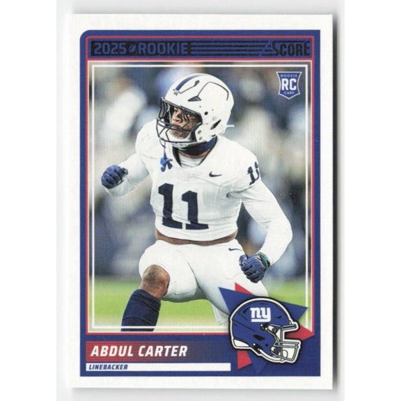 2025 Score Abdul Carter RC #16 New York Giants NFL Football Trading Card