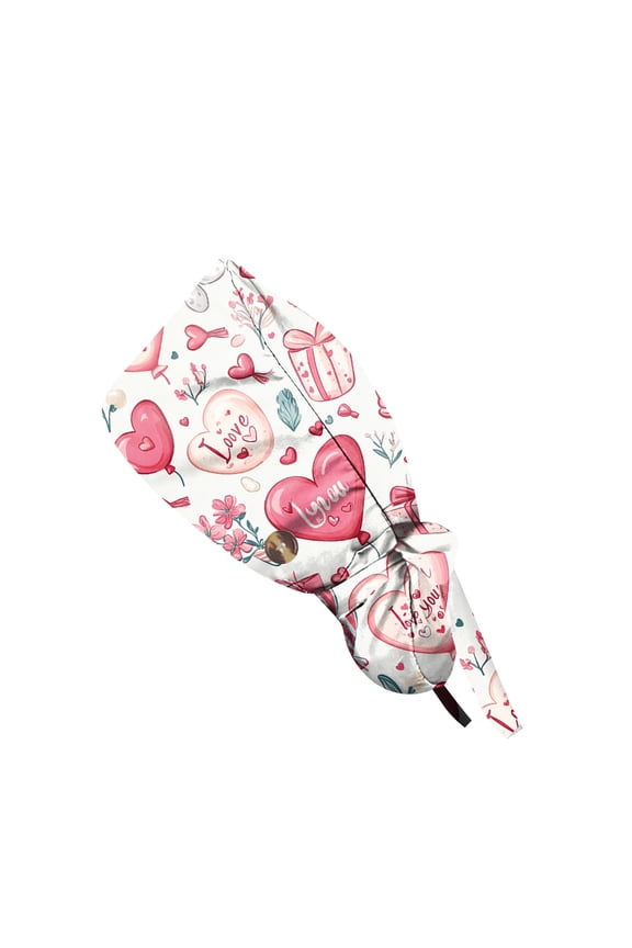 2025 Scrub Caps Women Scrub Caps Nursing Scrub Caps for Beauty Salon Hearts Watermelon Red Free