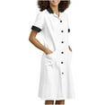 thumbnail image 1 of 2025 Women Scrub Dresses Knee Length Casual Housekeeping Dresses Short Sleeve V Neck Workwear Dress with Pockets, 1 of 5