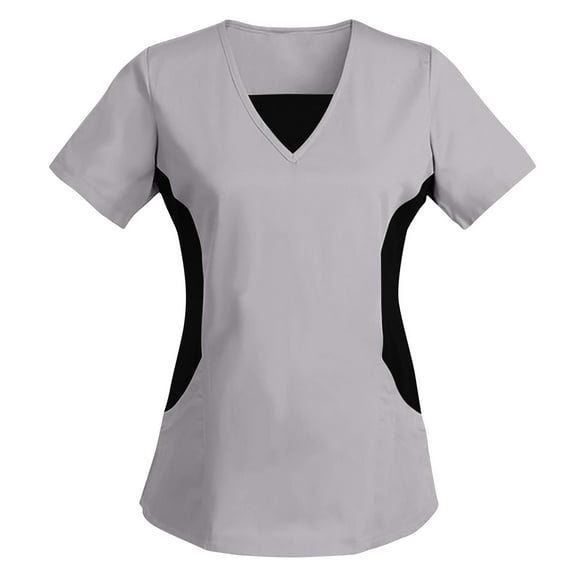 2025 Scrubs Top for Women Short Sleeve Color Block V Neck Shirt Nursing Working Uniform T-Shirts Scrub Tunic Blouse