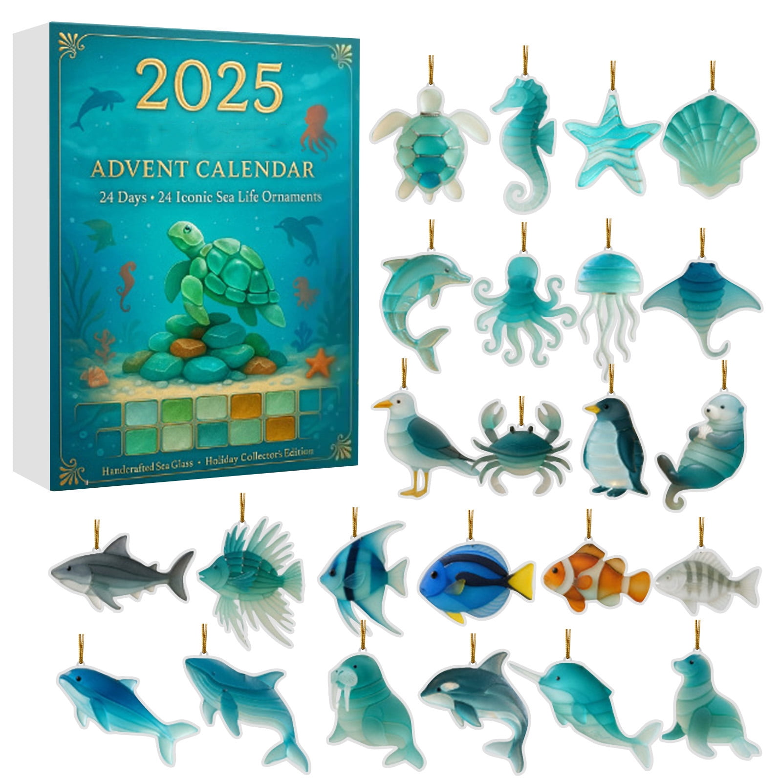 2025 Sea Glass Marine Life Advent Calendar -24 Piece Collectible 2d ...
