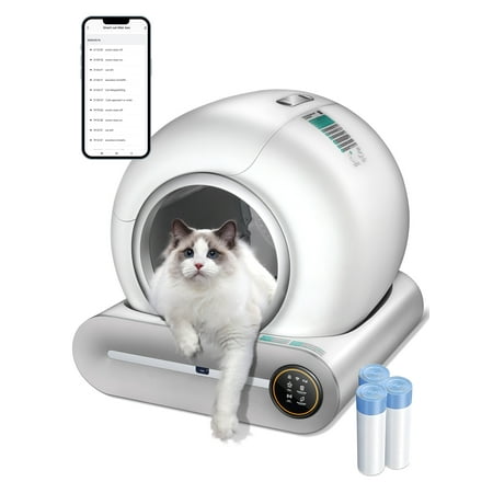 (2025) Self Cleaning Litter Box, Upgraded Robot Automatic Litter Box for Multiple Cats, 65L+9L Extra Large, Features Negative ion Sterilization and Deodorization, APP Control, Health Monitor