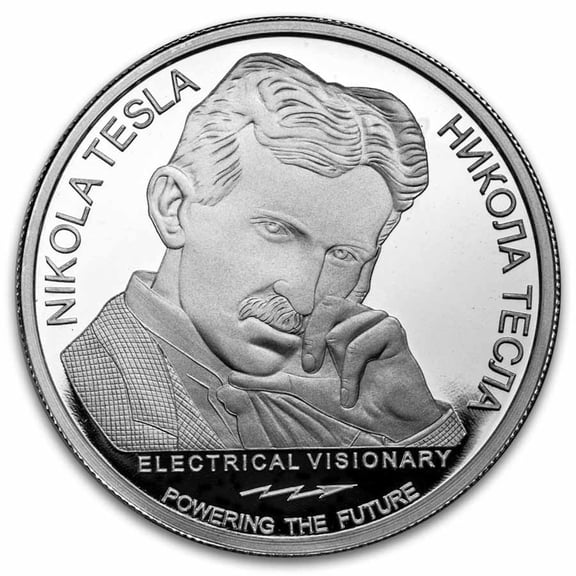 2025 Serbia 1 oz Ag PF 100 Dinar Tesla: Earthquake Machine No COA