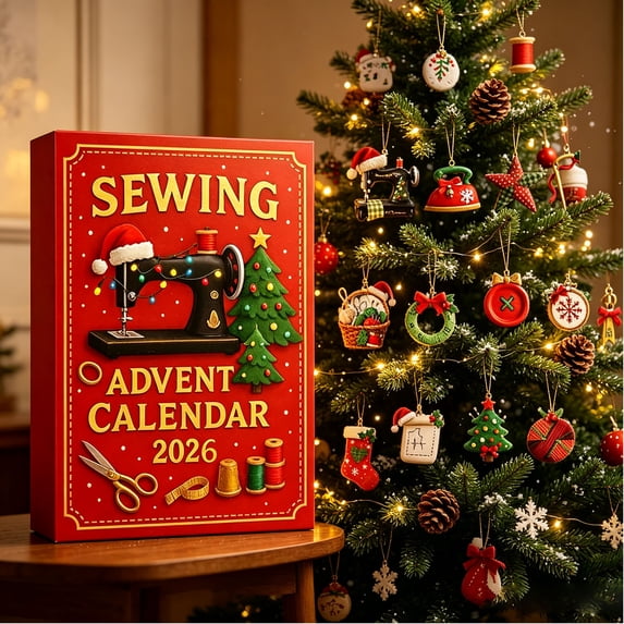 2025 Sewing Advent Calendar - 24 Days of Unique Sewing-Themed Christmas Countdown Calendar, Daily Surprise Sewing Accessories, Perfect Holiday Gift for Sewing Enthusiasts & Crafters, Red, 7*1.2*11in