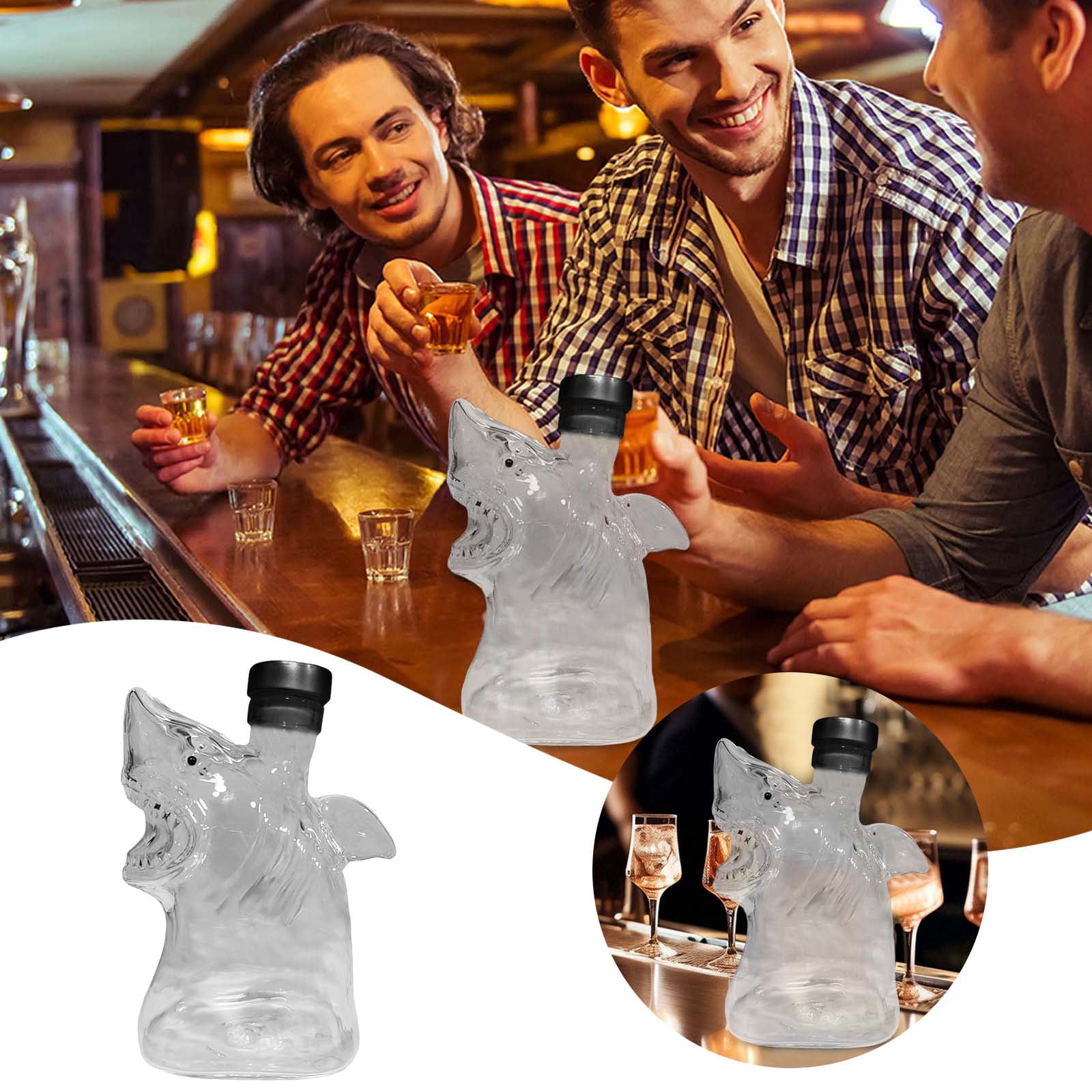Whiskey Decanter Clearance!!! - 2025 New Funny Great White Shark Bottle 3d Engraved Unique Decanter Dad Husband Boyfriend Home Bar Decor Collectibles Gift