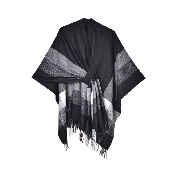 2025 Shawl Wrap Women Pashmina Triangle Cape Knit Sweater Scarf for Fall Winter Fashion Accessory Black Free