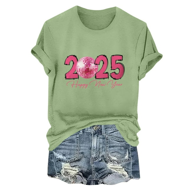 2025 Shirts Women Letter Printed TShirts Short Sleeve Party Supplies