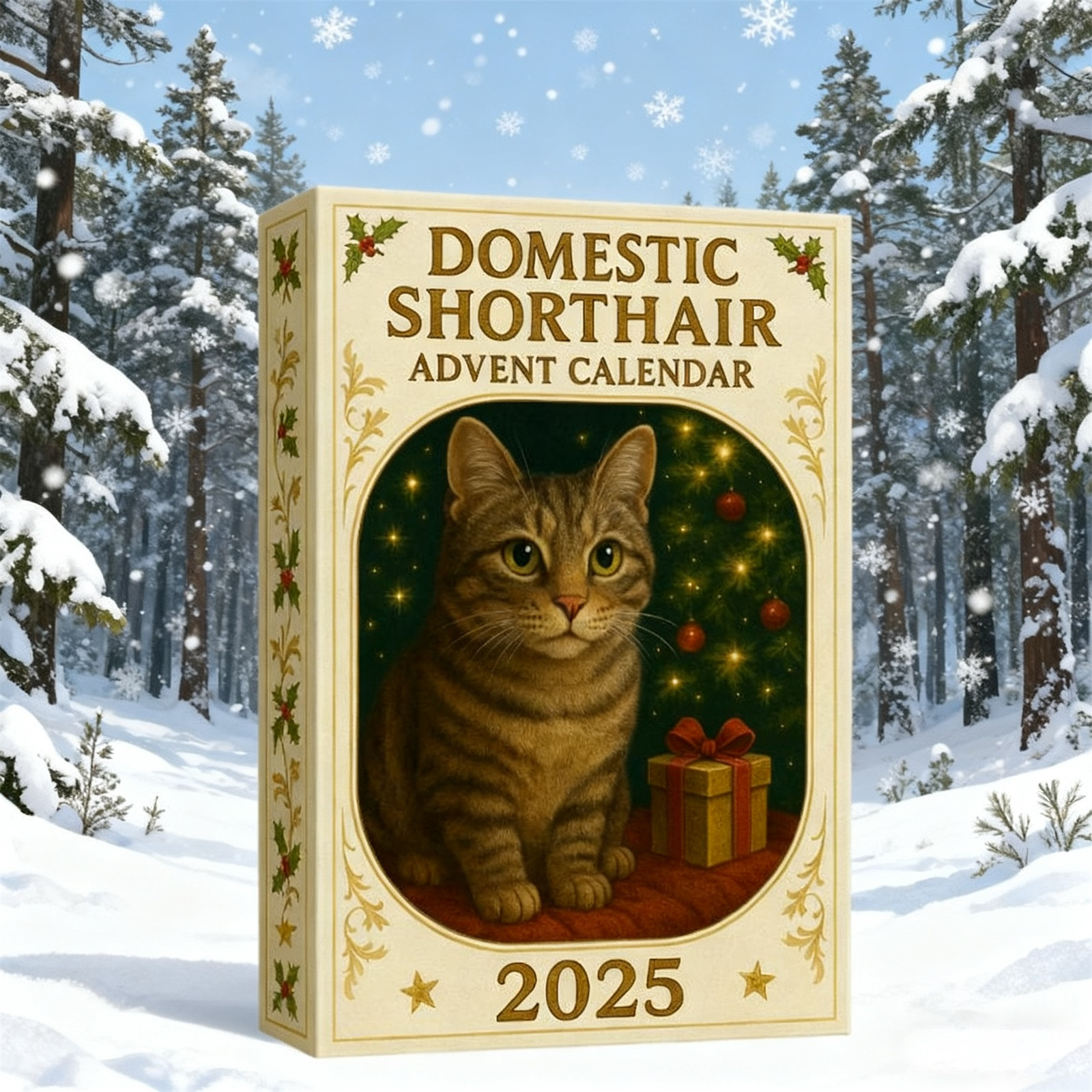 2025 Short Haired Acrylic Pendant Advent Calendar 24-Day Countdown with Cute Christmas Ornaments Hanging Holiday Decoration Gift for Tree, Home Friends Pet Lovers