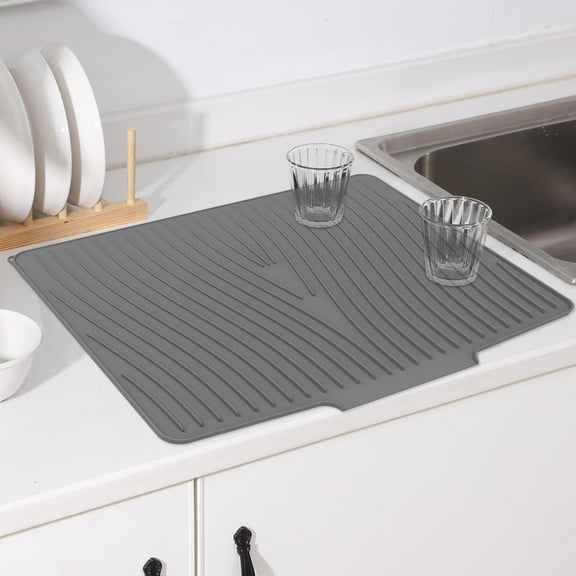 2025 Silicone Dish Drying Mat for Kitchen Counter, Extra Large Dish Drying Pad, Built in Drain Kitchen Drying Mat, Heat & Water Resistant Silicone Dish Drying Mats