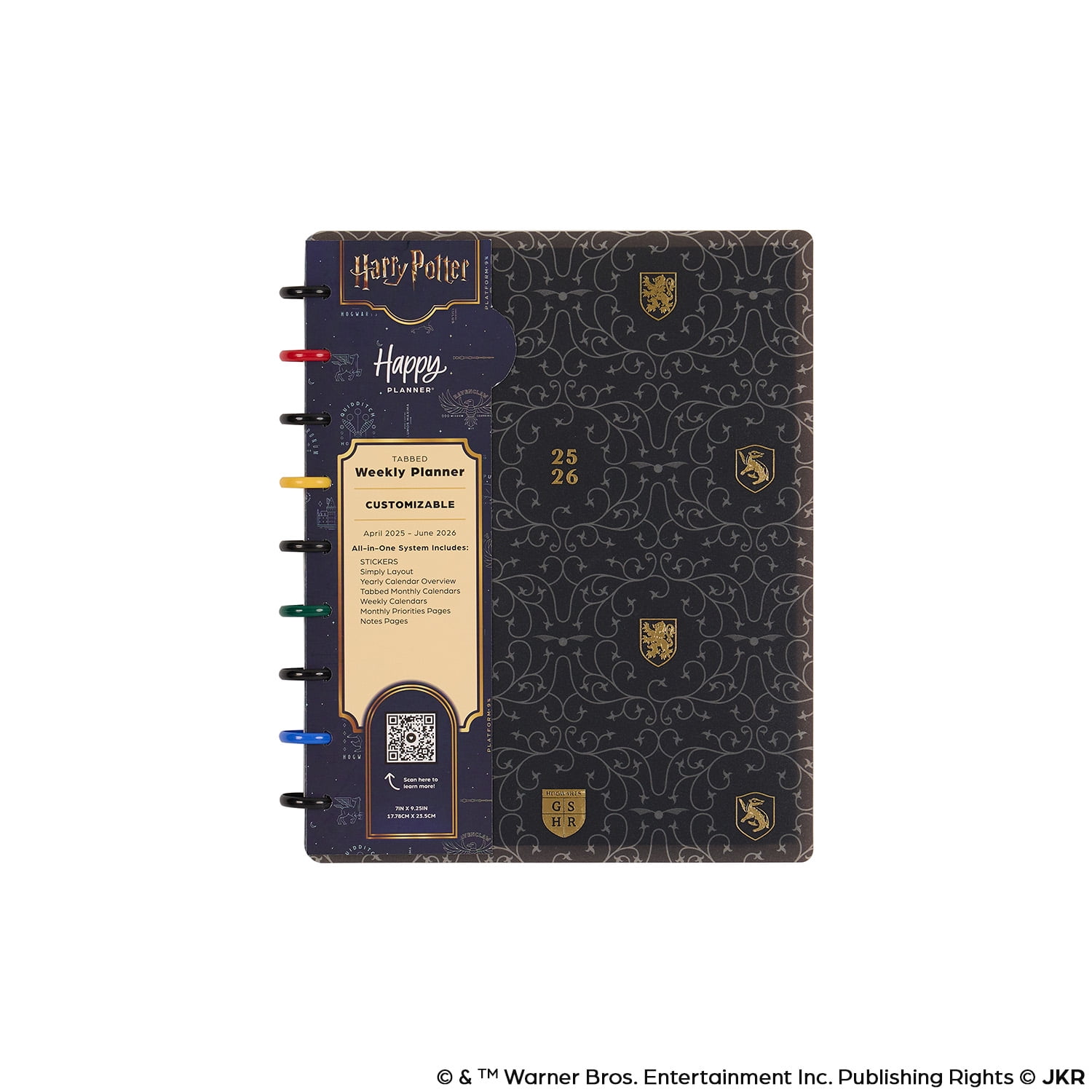 2025 Simply by Happy Planner Harry Potter Monthly Weekly Classic Planner (7"x 9.25") Collegiate 15-Month April 2025-June 2026, Disc bound