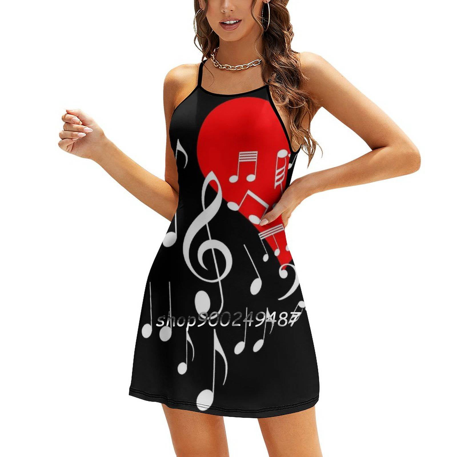 2025 Singing Heart White On Black Sweet Elegant Dress Women Korean ...