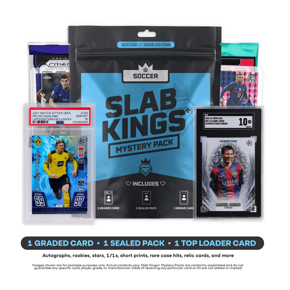 2025 Slab Kings Plus Soccer Edition  1 Graded Card + 1 Sealed Pack + 1 Bonus Card