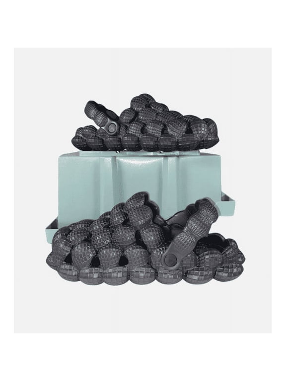 2025 Slip-On Black, Size 5 Bubble Slides with Strap, Trendy Bubble Shoes with Ankle Strap, Bubble Slippers with Back Strap