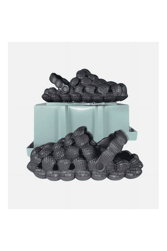 2025 Slip-On Black, Size 5 Bubble Slides with Strap, Trendy Bubble Shoes with Ankle Strap, Bubble Slippers with Back Strap