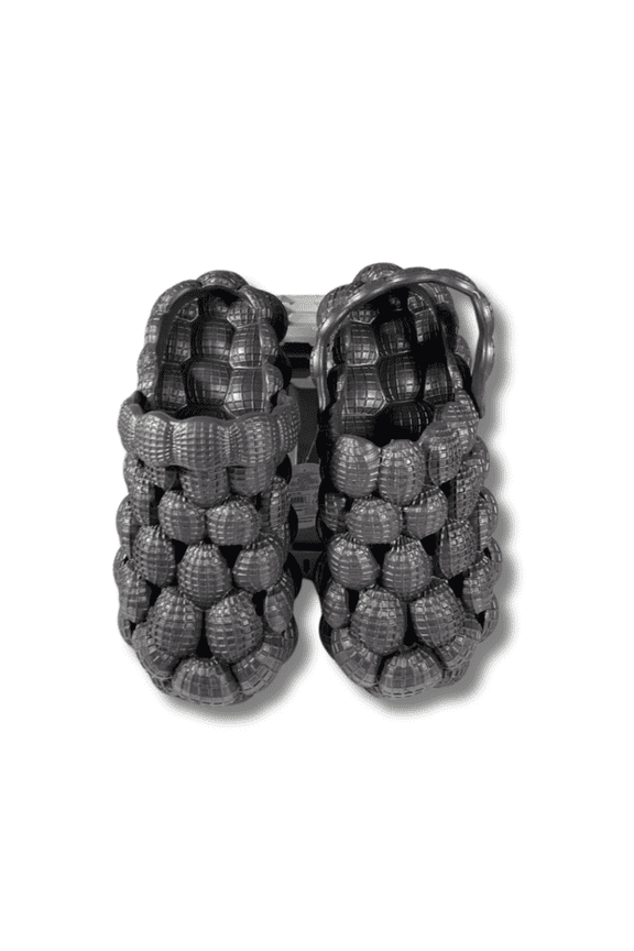 2025 Slip-On Black, Size 7 Bubble Slides with Strap, Trendy Bubble Shoes with Ankle Strap, Bubble Slippers with Back Strap