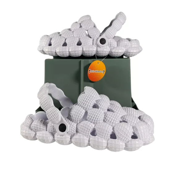 2025 Slip-On White, Size 5 Bubble Slides with Strap, Trendy Bubble Shoes with Ankle Strap, Bubble Slippers with Back Strap