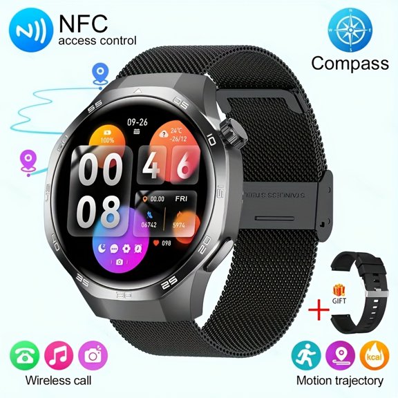 2025 Smart Watch 5 Max: 1.53" HD Display, 100+ Sports Modes, NFC, Voice Assistant, Call/Msg Notifications, Sleep Tracker for iOS Android
