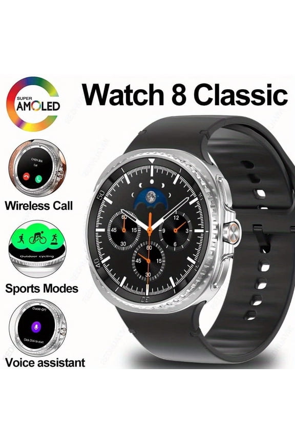 2025 Smart Watch 8 Classic - 1.43" AMOLED, AI GPT, Call, Rotating Dial, IPX8, 300mAh, Unisex