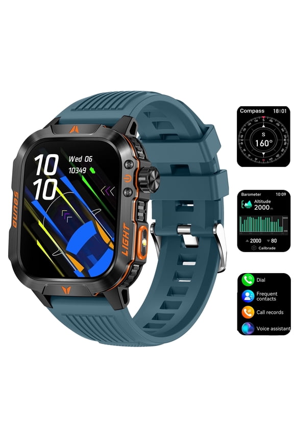 Smart Watch Compass HD Aluminum Alloy Durable IP68 Waterproof with Led Flashlight 600mAh 20 Days Fitness Smartwatch for Android Ios Women Men Watch