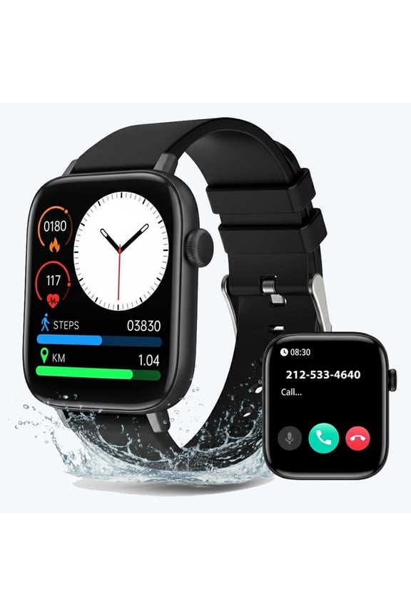 Smart Watch for Android iphone,1.9'' Women Men Fitness Tracker With Bluetooth Call/Answer, IP67 Waterproof Smartwatches with Alexa Built-in ,Pedometer,Weather,Music,Camera,Black