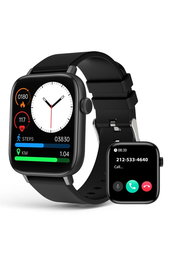 Smart Watch for Android iphone,1.9'' Women Men Fitness Tracker With Bluetooth Call/Answer, IP67 Waterproof Smartwatches with Alexa Built-in ,Pedometer,Weather,Music,Camera,Black