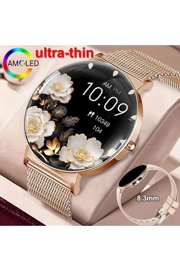2025 Smartwatch | 1.27" 360*360 HD AMOLED Screen | Bluetooth 5.3 Calling | 1-Click Answer/Hang Up | Music Playback | Message Alerts | Step/Calorie/Distance Tracking