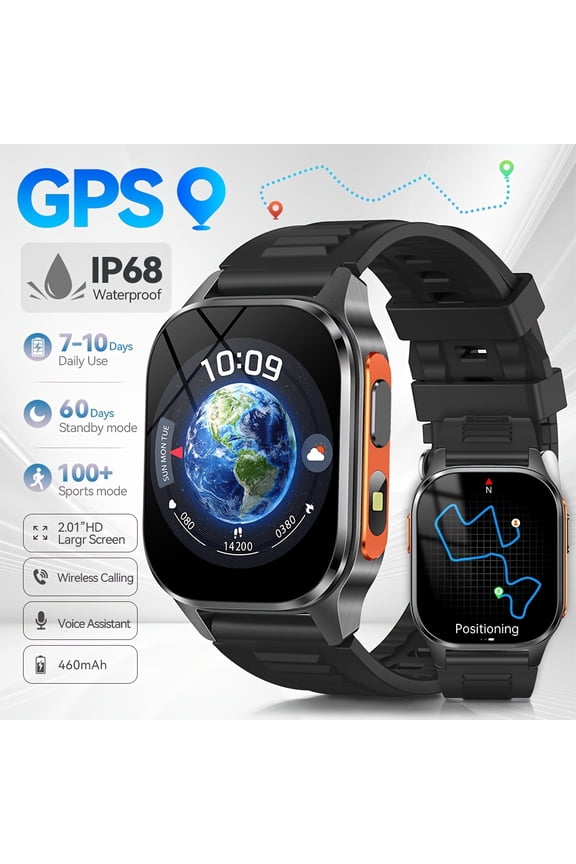 2025 Smartwatch: GPS, Compass, Waterproof, Wireless Calling, 100+ Sports Modes, Voice Assistant, Metal Frame, Fashion Bracelet