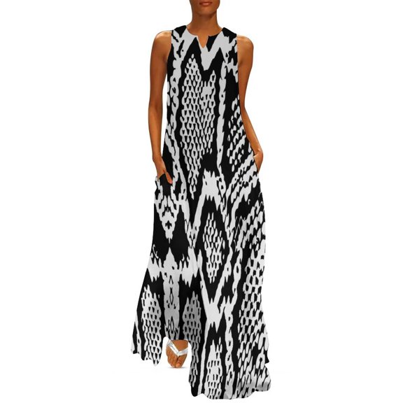 2025 Snakeskin Python Dress Summer Classic Faux Animal Print Korean Fashion Casual Long Dresses Vintage Maxi Dress Big Size 4XL