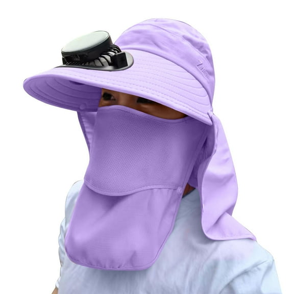 2025 Solar-Powered Fan Sun Hat for Men/Women – UPF 50+ Wide Brim Hat with Detachable Neck Flap & Face Mask, Breathable Mesh Cooling Hat for Fishing, Hiking & Beach