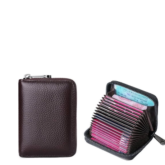 2025 Solid Color High-Value Accordion Card Holder Compact Men's Card Holder Coin Purse Integrated ID Storage for Women