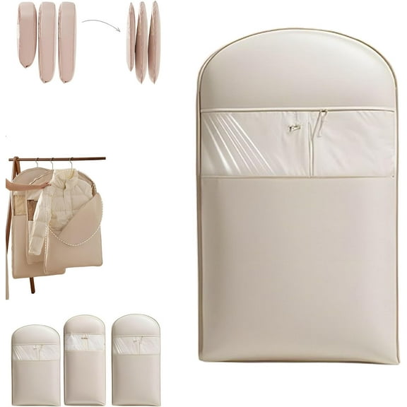 2025 Space Saving Hanging Garment Bag with Self Compression Zipper, Garment Bag for Travel, Home Space Saving