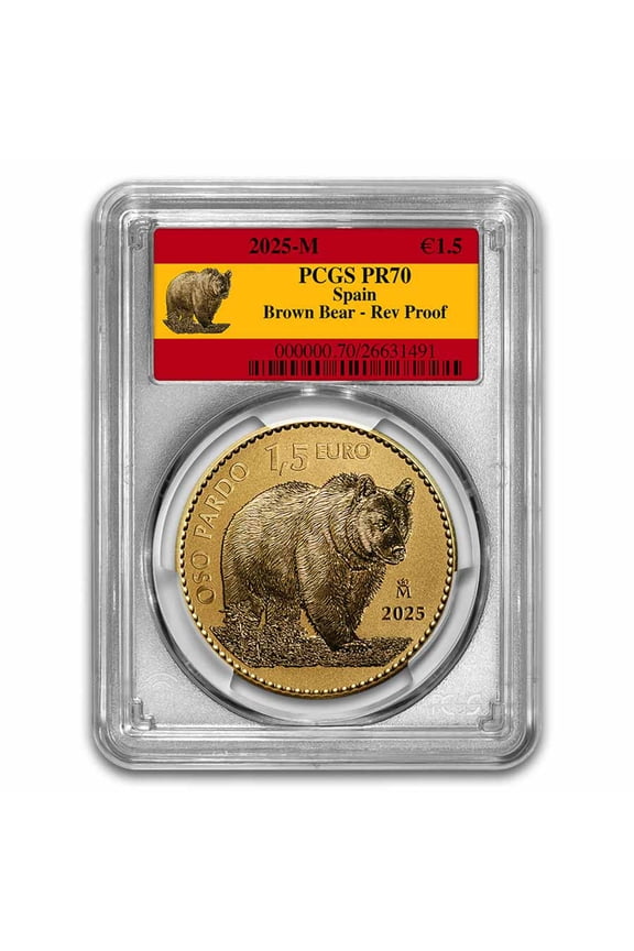 2025 Spain 1 oz Gold Reverse Proof Bear Doubloon PR-70 PCGS