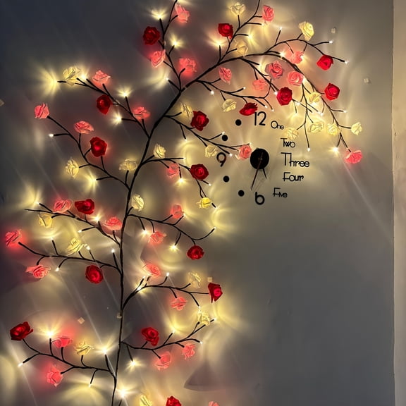 Micrency 2025 Spring Bestseller | USB-Powered 96LED Rose Vine String Lights - Indoor/Outdoor Ambiance Enhancer for Valentine's DIY Gifts & Home Decor