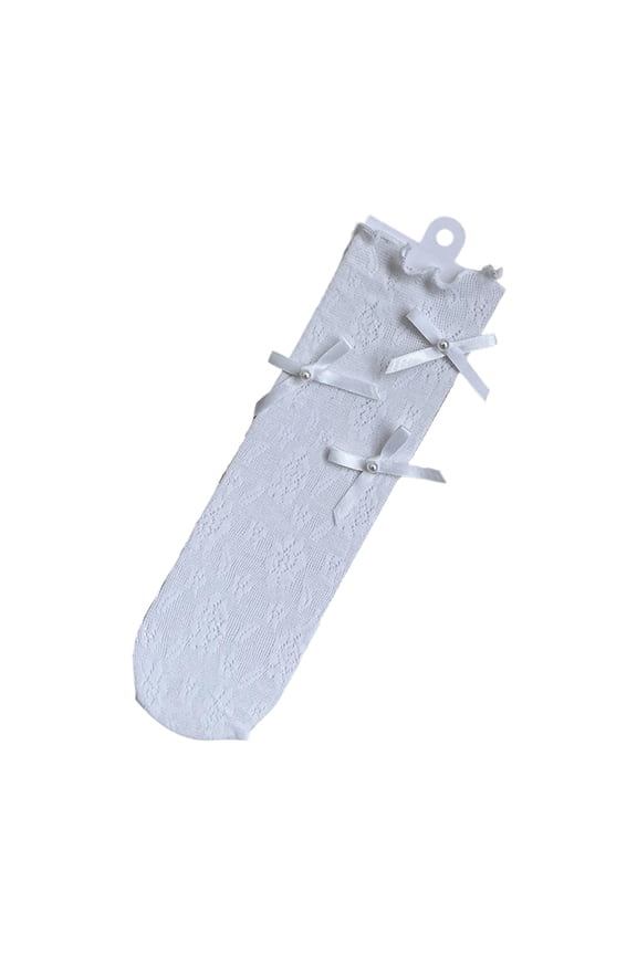 2025 Spring Bowknot Socks Little Girls In Tube Socks Daughter Child Students Lace Stringy Selvedge Short Socks