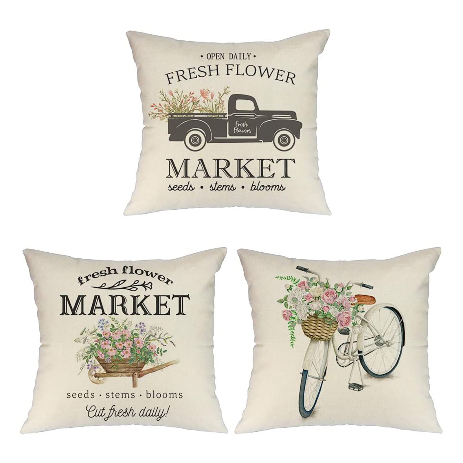 2025 Spring Decor Throw Pillows for Couch, Living Room - Set of 2 Soft Decorative Accent Pillows 18x18 Inches, Modern Farmhouse Couch Pillows for Sofa, Bed, Lounge (Design 1)