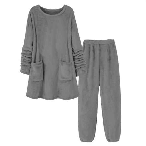 2025 Spring Flannel Soft Pajamas Grey Flannel Soft Pajamas Long Sleeves Round Neck Long Cardigans for Women Lightweight Solid Color Lightweight Hoodie Hoodie(5XL)