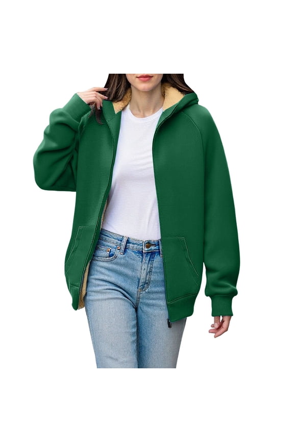 2025 Spring Hoodie Green Hoodie Long Sleeves Zipper Christmas Sweaters for Women Solid Color Cozy Hoodie Hoodie(2XL)