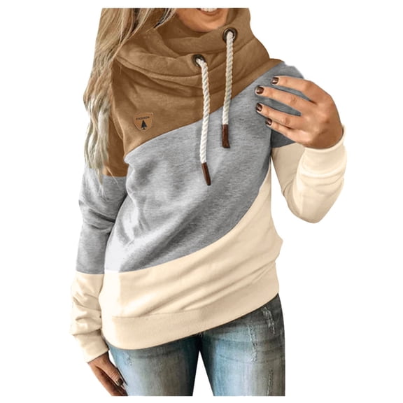 2026 Spring Hoodie Khaki Hoodie Long Sleeves V-Neck Zip-Up Hoodies for Women Solid Color Warm Cardigan Running Hoodie(2XL)