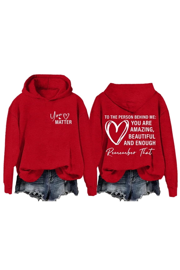 2025 Spring Hoodie Red Hoodie Long Sleeves Round Neck Knit Sweater Express Love Cute Cardigan Running Hoodie(L)