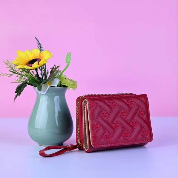 2025 Spring New Women's Wallet Fashion Embroidered Heart Coin Purse 70% off Card Holder Multi-Card Slot Large Capacity