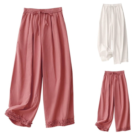 2025 Spring Pants for Women Fashionable And Comfortable Solid Color Casual Large Cropped Ninth Pants Plus Size Price Reduction Alert 50% Off!