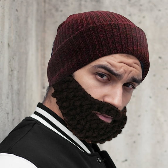 on Sale Knitted Yarn Hip-hop Funny Big Beard Mask Adult Hat Beard Hat - F