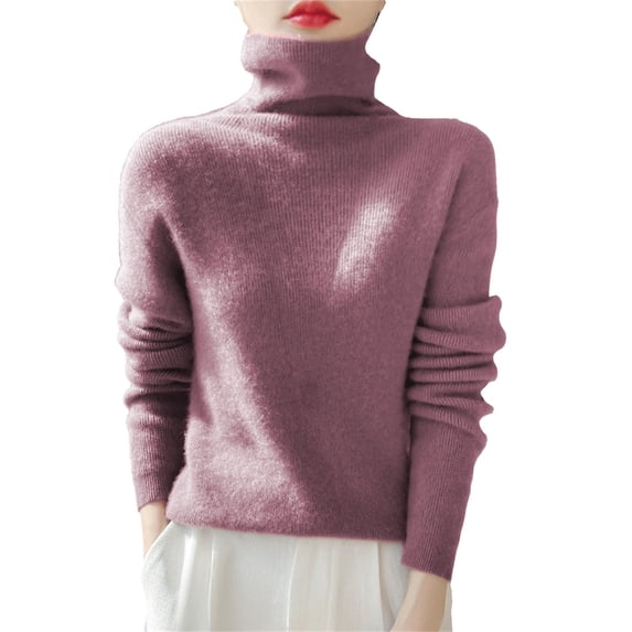 2025 Spring Sweater Watermelon Red Sweater Long Sleeves Turtleneck Womens Sweater Solid Color Lightweight Sweater Men's Hoodie(M)