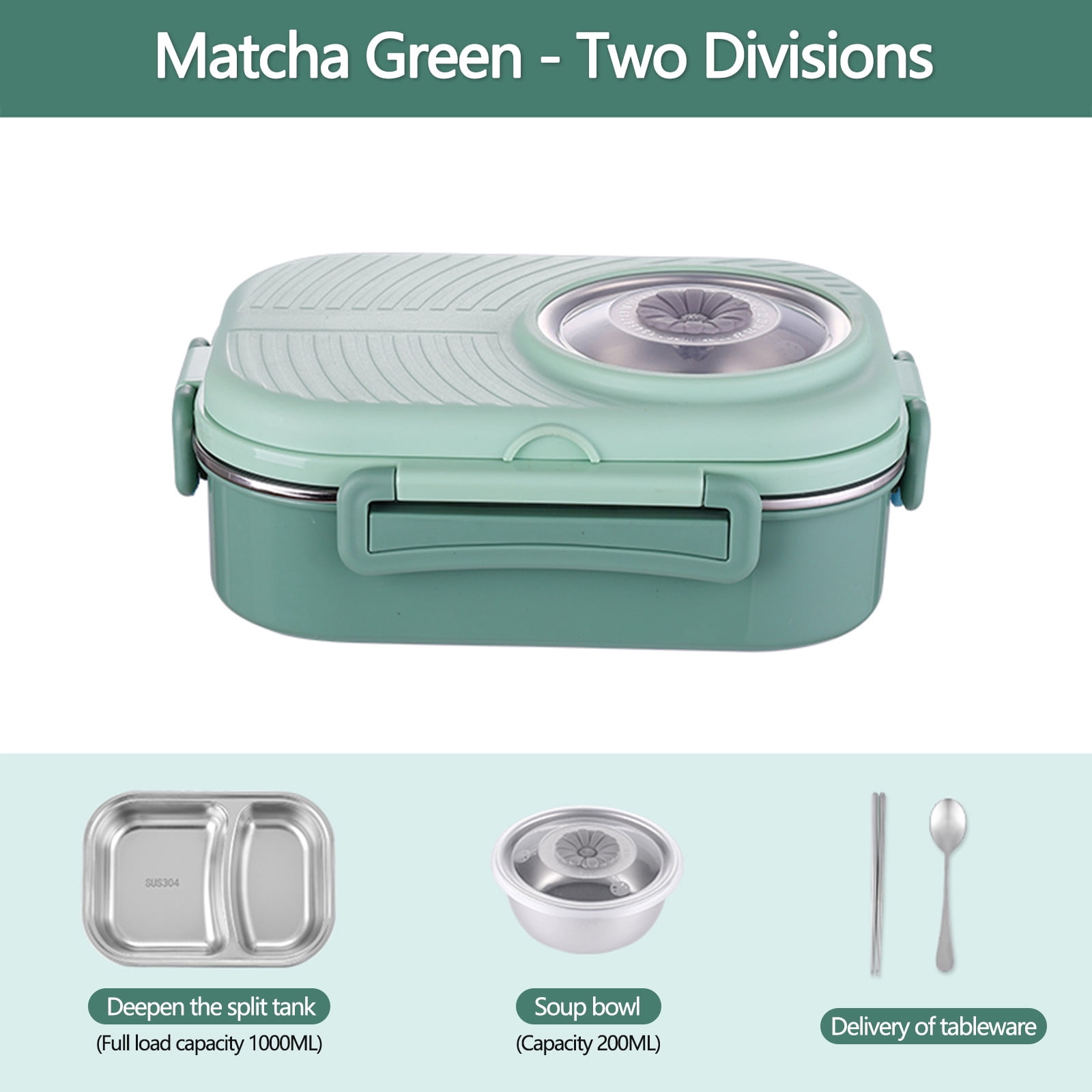 2025 Stainless Steel Lunch Box with Soup Bowl, Leak-Proof Compartmentalized Bento Box for Office/Gym, Camera Design Food Container with Anti-Slip Base