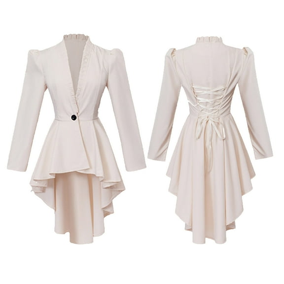 2025 Steampunk Victorian Jacket Coat for Women Medieval Vintage Gothic Tailcoat Long Sleeve Tuxedo Shirt Dresses